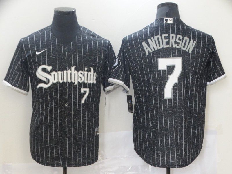 Men Chicago White Sox 7 Anderson Black City Edition Nike Game 2021 MLB Jersey1